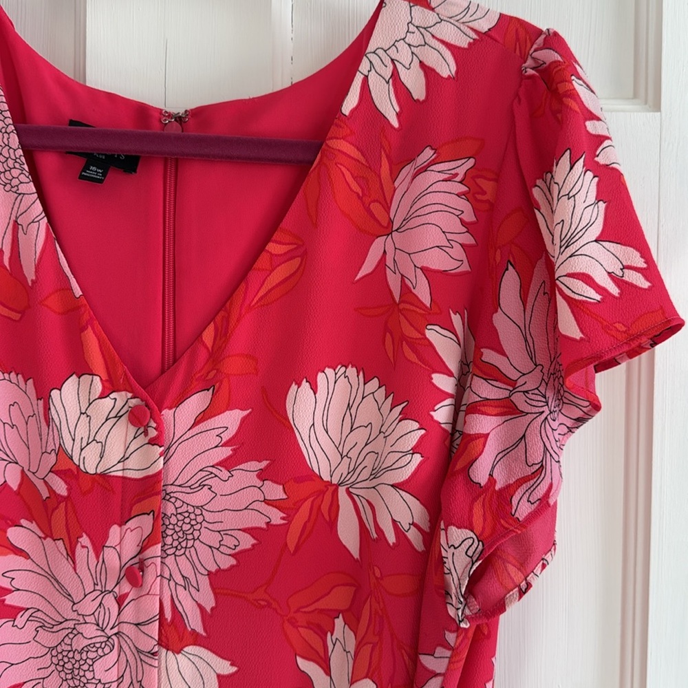 🌺Talbots Plus pink floral midi dress. Size 16W. - Picture 7 of 11
